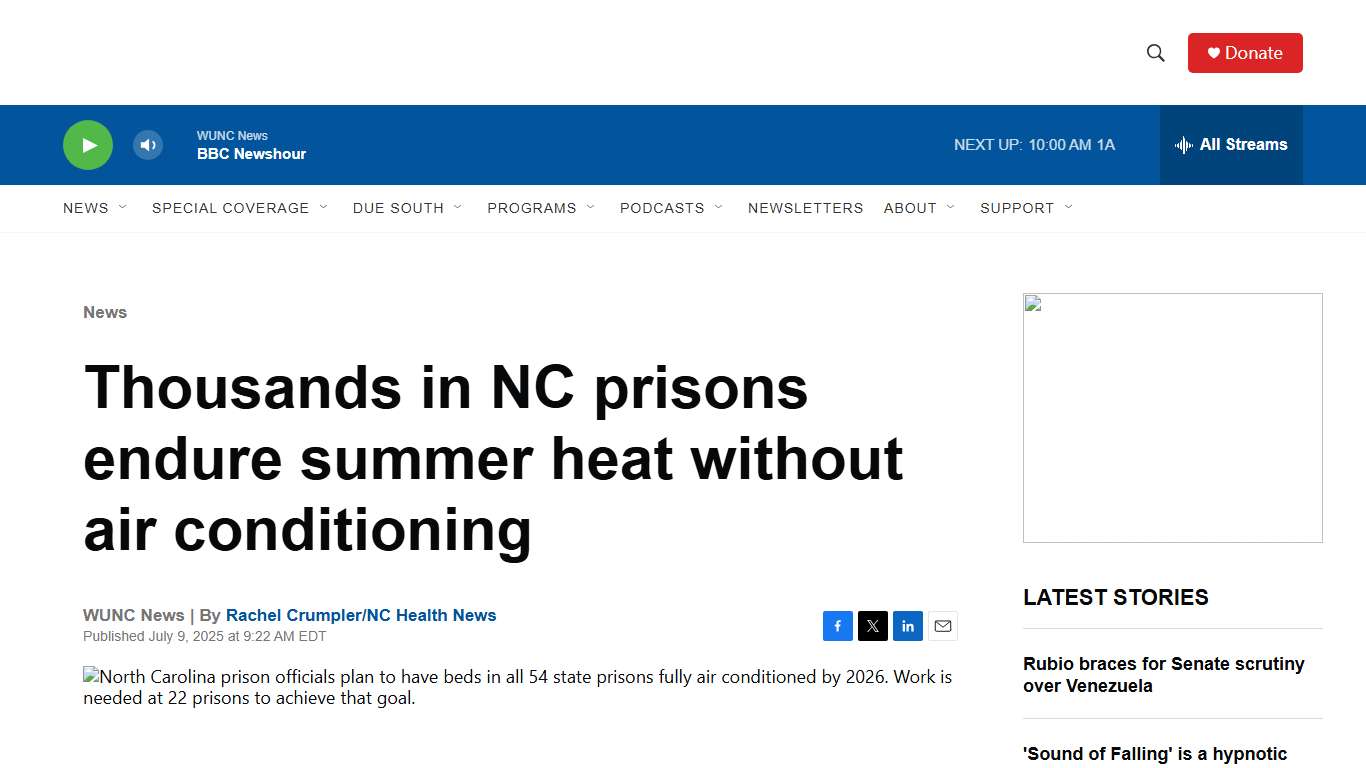 Thousands in NC prisons endure summer heat without air conditioning WUNC News